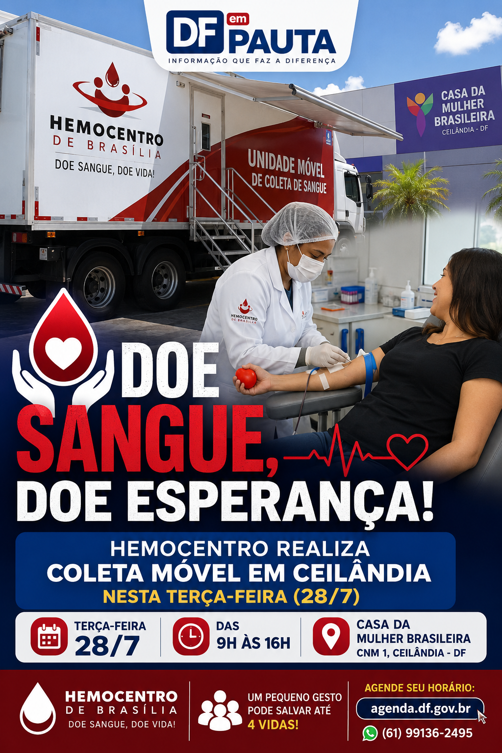 SANGUE QUE CIRCULA, ESPERANÇA QUE RENASCE: HEMOCENTRO LEVA SOLIDARIEDADE A CEILÂNDIA