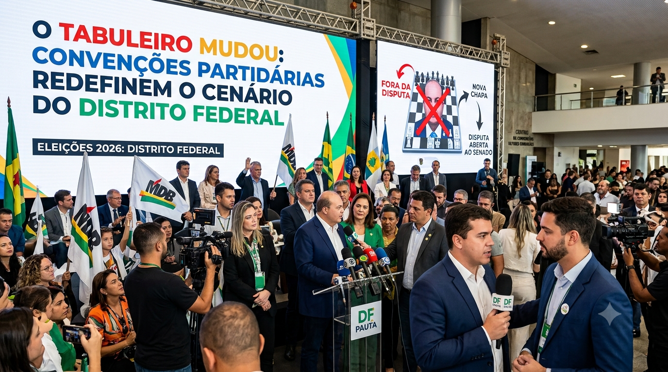 O TABULEIRO MUDOU: CONVENÇÕES PARTIDÁRIAS REDEFINEM O CENÁRIO POLÍTICO DO DISTRITO FEDERA