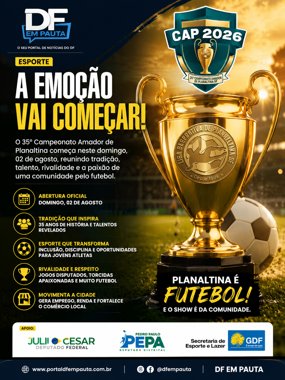 35º Campeonato Amador de Planaltina começa neste domingo e promete movimentar o futebol da região