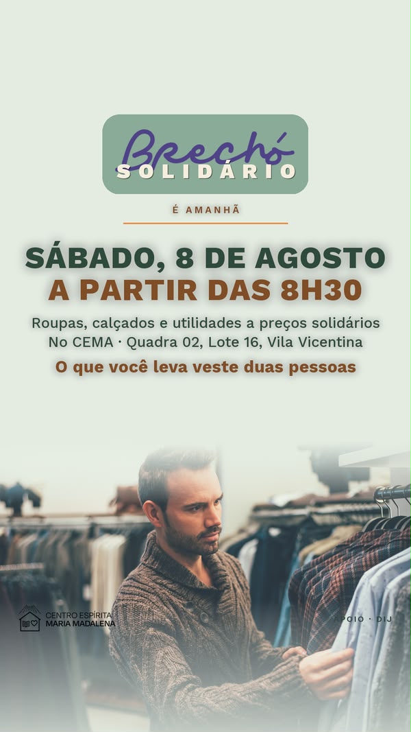 É DIA DE SOLIDARIEDADE, ECONOMIA E BOAS OPORTUNIDADES.